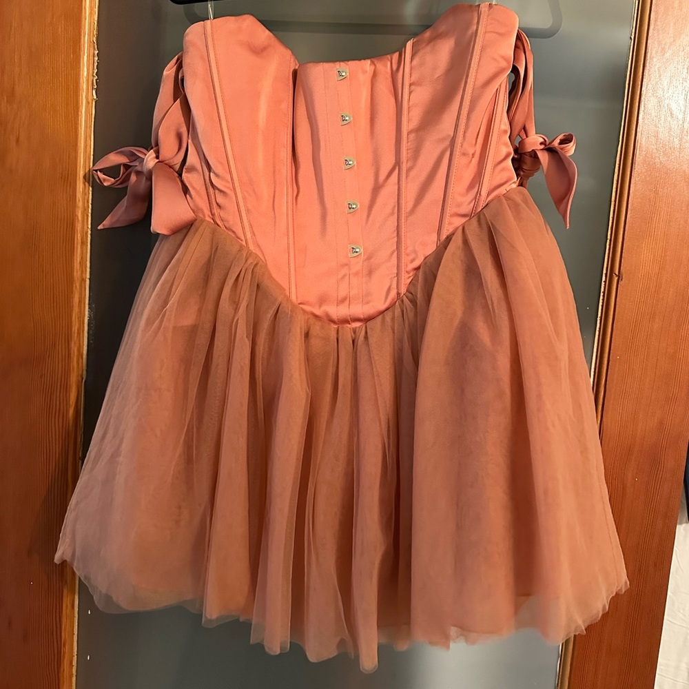 Peach corset dress with skirt